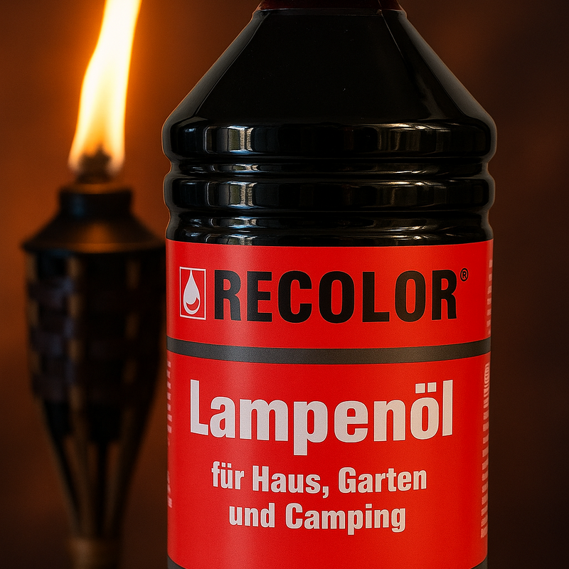 RECOLOR Lampenöl – 1L hochwertiges, rußarmes Lampenöl für Fackeln, Öllampen