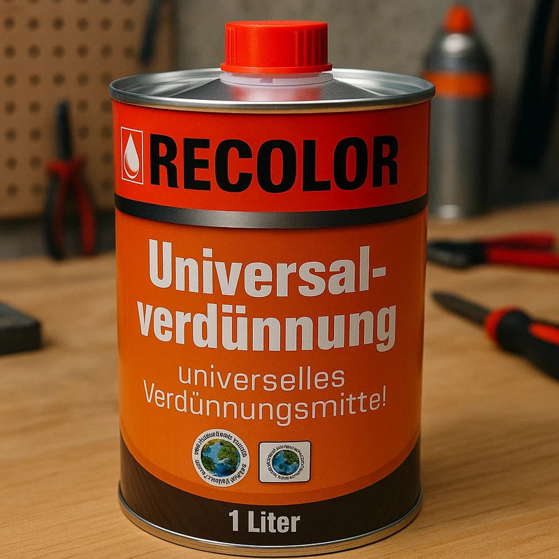 4x RECOLOR Universalverdünnung 1L – Verdünner für Lacke, Werkzeuge, Pinsel