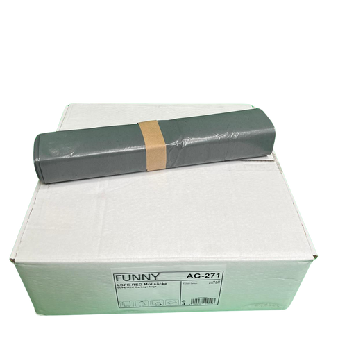 Müllsack, 120 L, 700 x 1100mm Stärke MEDIUM, 10 Rollen je 25 Sack grau