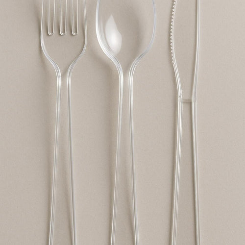 1000x Profi Mehrweg Gabel / Löffel / Messer transparent – Gastro Großpackung