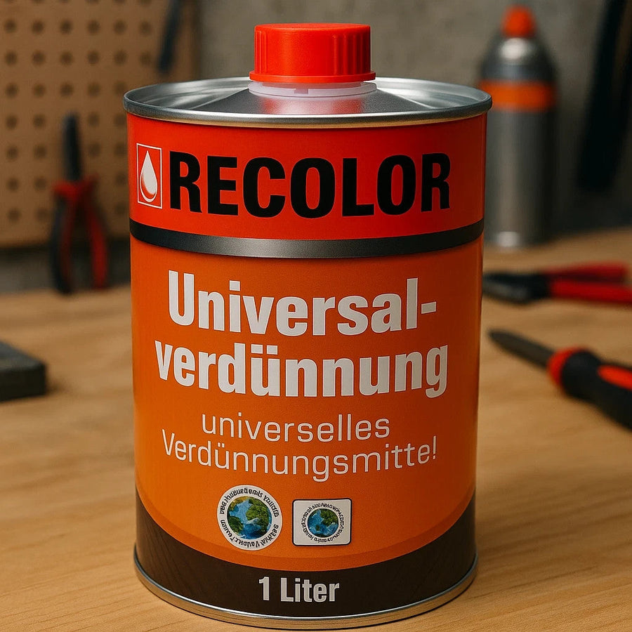 4x RECOLOR Universalverdünnung 1L – Verdünner für Lacke, Werkzeuge, Pinsel