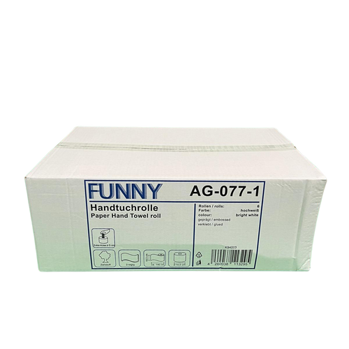Handtuchrolle 6 x Breite 19 cm, 2-lg., weiß, [FUNNY AG-077-1]