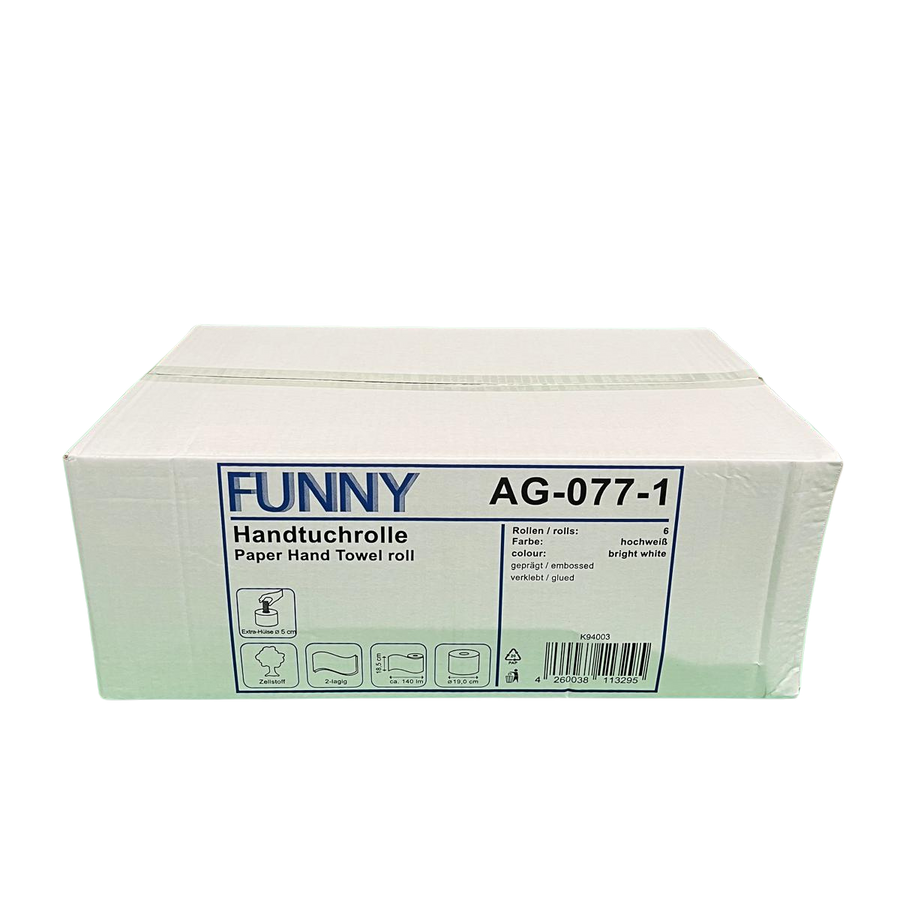 Handtuchrolle 6 x Breite 19 cm, 2-lg., weiß, [FUNNY AG-077-1]