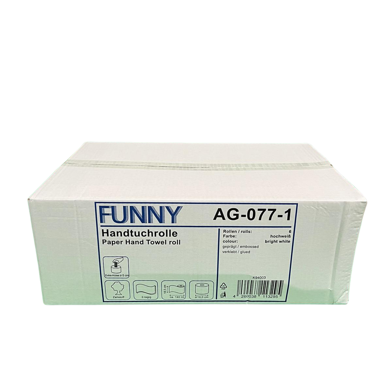 Handtuchrolle 6 x Breite 19 cm, 2-lg., weiß, [FUNNY AG-077-1]